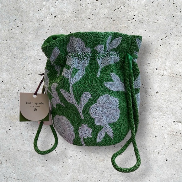 Kate Spade x Target Beaded Classic Rose Drawstring Bucket Bag - Picture 1 of 5